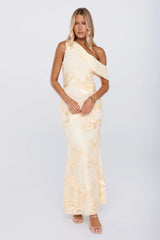 Next Level Chic Mesh One Shoulder Maxi Dress Yellow