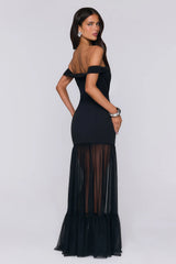 Pretty Lullaby Off Shoulder Maxi Dress Black