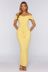 Sunshine Pop Off Shoulder Maxi Dress Yellow