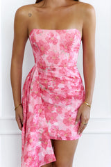 Electric Pop Strapless Mini Dress Pink