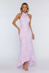 Hints Of Wildflowers Halter Maxi Dress Lilac