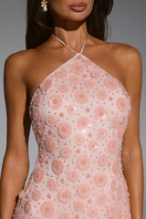 Disco Queens Sequin Halter Mini Dress Pink