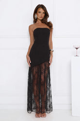 Fit For The Front Row Strapless Maxi Dress Black