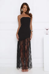 Fit For The Front Row Strapless Maxi Dress Black