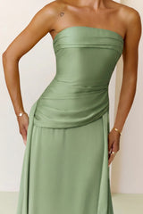 Sugar Cubes Strapless Maxi Dress Sage