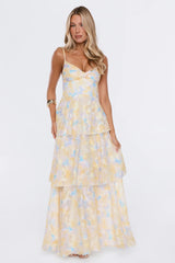 Sweet Luxury Maxi Dress Yellow Print