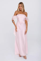 She's In Her Element Off Shoulder Maxi Dress Pink