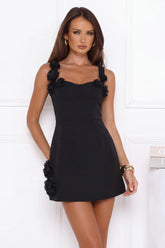 Flirty Florals Mini Dress Black