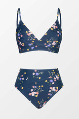 Ditsy Floral Bikini Top & High-Waisted Bottoms Set