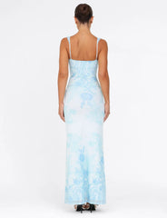 GUILIANNA FRILL MAXI DRESS - BLUE : FLORAL : TAPESTRY