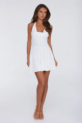 Confetti Hour Halter Mini Dress White