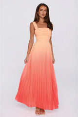 Saved Aesthetic Pleated Maxi Dress Orange