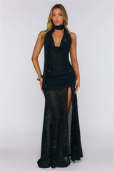 Wildflower Way Knit Sequin Maxi Dress Black