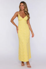 It Girl Moments Embroidered Maxi Dress Yellow