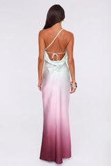 Glowing Spell One Shoulder Satin Maxi Dress Ombre