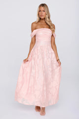Moment Is Mine Off Shoulder Maxi Dress Pink
