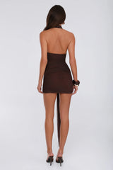 Allure Lane Halter Mini Dress Brown