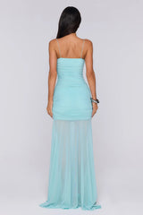 Lovers’ Night Out Mesh Maxi Dress Aqua