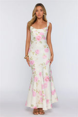 Floral Studio Satin Maxi Dress Pink