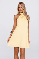 Need This Edit Halter Mini Dress Yellow