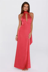 Hot Girl Rotation Satin Maxi Dress Red