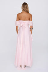 She's In Her Element Off Shoulder Maxi Dress Pink