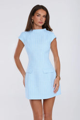 Good Outfit Day Tweed Mini Dress Blue