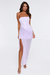 Tropic Sunset Strapless Maxi Dress Lilac