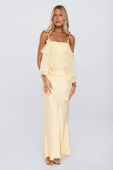 Private Plans Satin Maxi Dress Yellow