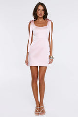 Dusk Bloom Satin Mini Dress Blush
