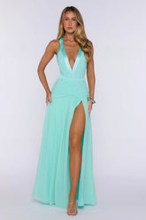 Radiance Meets Style Halter Maxi Dress Mint