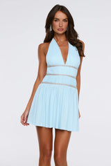 Love This For You Halter Mesh Mini Dress Blue