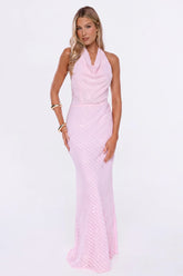 This Gets Attention Halter Maxi Dress Pink