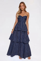 Frost Flare Strapless Maxi Dress Navy
