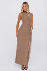 Plus One Mesh Maxi Dress Brown