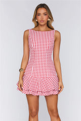 Polished Picnic Gingham Mini Dress Red