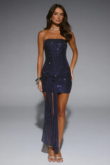 Own It Fully Strapless Sequin Mini Dress Navy