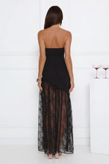 Fit For The Front Row Strapless Maxi Dress Black