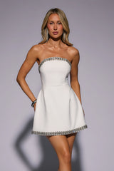 Well Dressed Tonight Embellished Strapless Mini Dress White