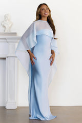 Love Locked In Sheer Overlay Maxi Dress Blue