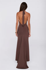 Made To Dance Halter Maxi Dress Chocolate