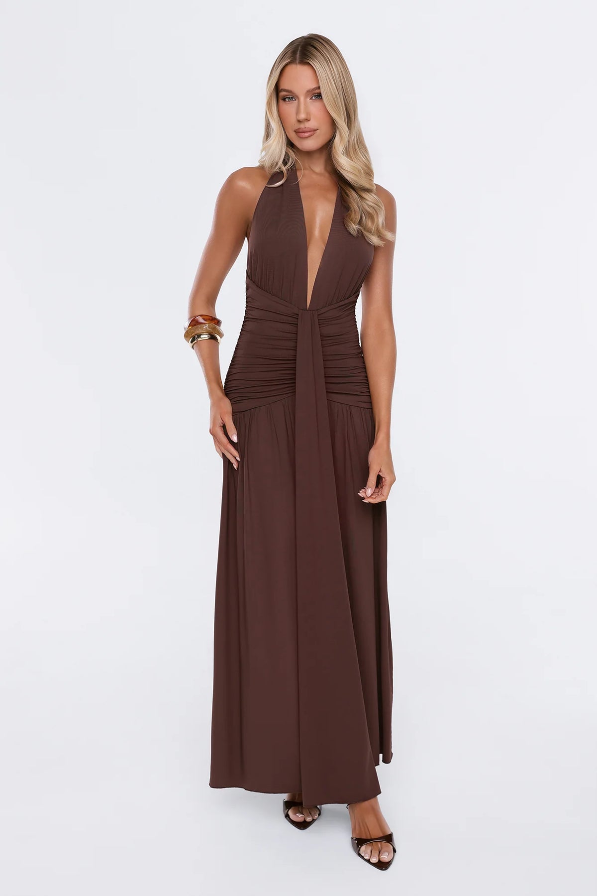 Endless Days Halter Maxi Dress Chocolate