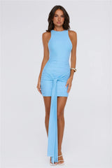 Sultry Statement Mesh Mini Dress Blue