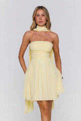 Hot Girl Holiday Strapless Mini Dress Yellow