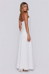 Pastel Sunrise Strapless Maxi Dress White