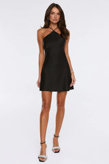 Wink This Way Satin Mini Dress Black