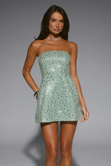 Signature Move Sequin Strapless Mini Dress Mint