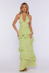 Daydream Hour Halter Maxi Dress Lime