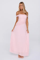 The Look Speaks Off Shoulder Maxi Dress Pink