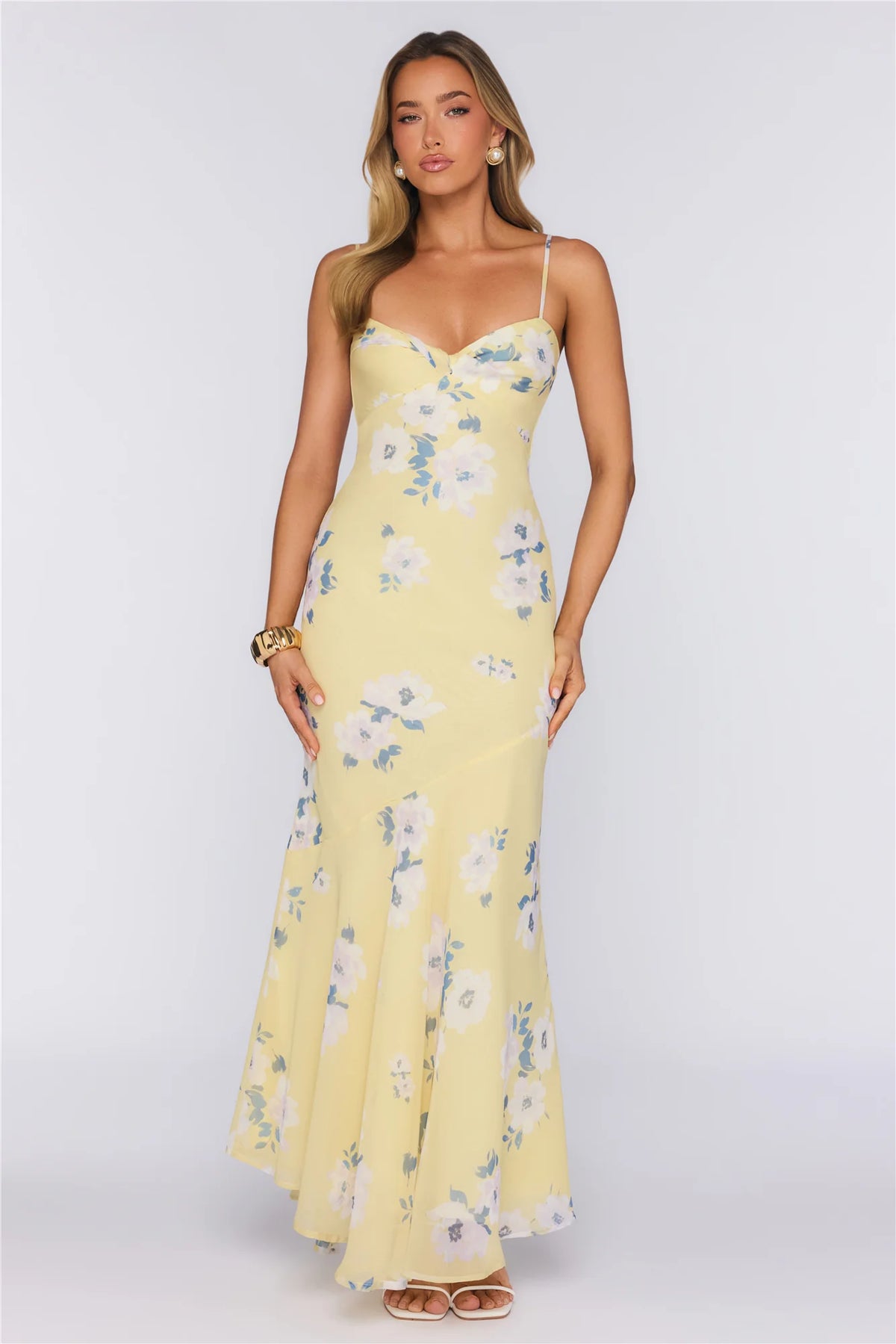 Morning Sun Floral Twist Maxi Dress Yellow